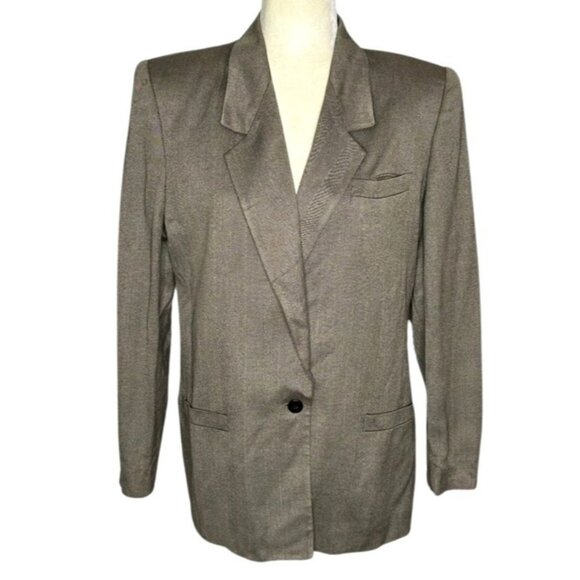 Sterling Cooper Women’s Size 10 Herringbone Tweed Blazer Gray Jacket - Picture 1 of 13